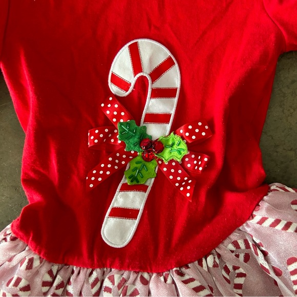 Rare, Too! Christmas Candy Cane Red and White 2-pc Dress & Leggings | Size 3T - Picture 9 of 16